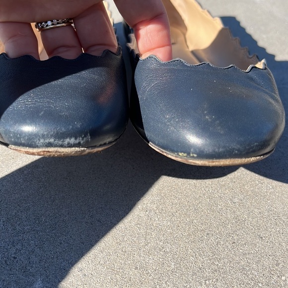 Chloe Lauren Scalloped Ballet Flats - Navy size 36 - Picture 4 of 5